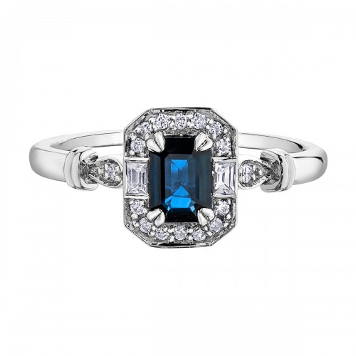 Bague dame saphi etr diamants 10kt DD7483