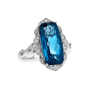 14kt white gold ring with london blue topaz