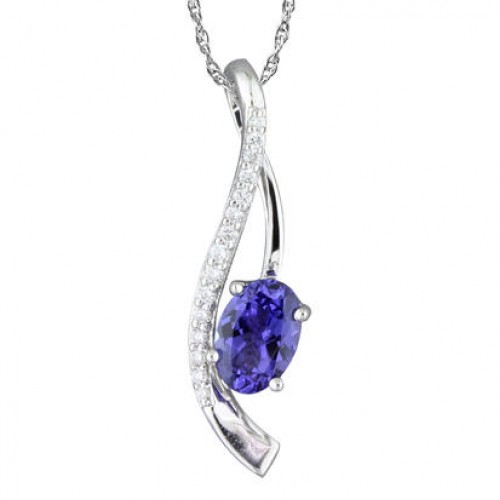 14kt white gold tanzanite pendant