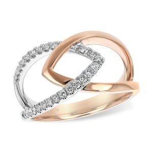 Bague or rose et blanc 14kt avec accent de diamants